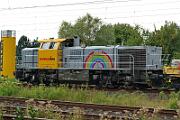 2025-09-08-006 Dortmund Somborn Die Bauarbeiten an der Strecke Dortmund-Bochum beginnen, 277 404 wartet mit einem Bauzug,