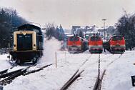 1991-x005708 Winterberg Wintersport-Sonderzüge in Winterberg. V.l.n.r.: 212 273, 218 140, 218 135, 218 146