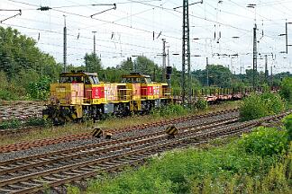 2025-09-10-006 Bochum-Langendreer 275 835 (vorne) und 275 845 (hinten mit leerem Hohenlimburger nach Duisburg.